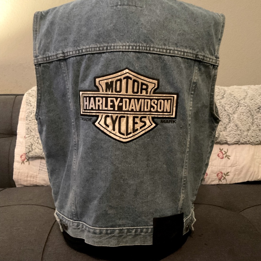 Harley Davidson denim vest large
